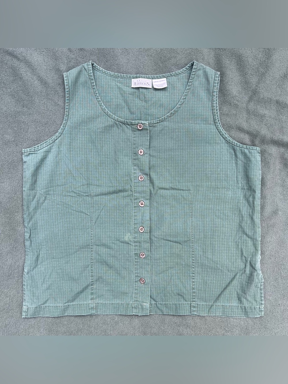 Forest Green Sleeveless Button Up